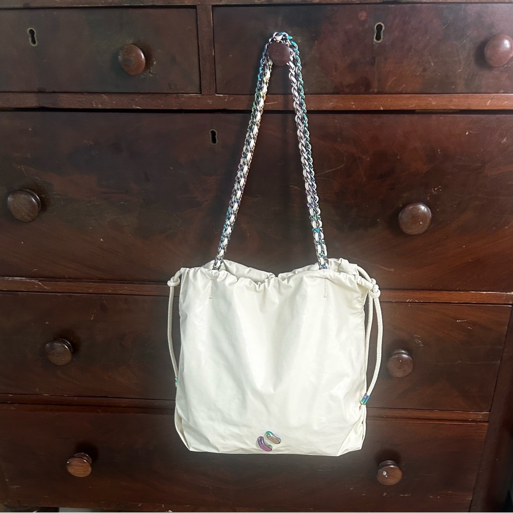 Rebecca Minkoff Zero Gravity Chantilly Leather Metallic Chain Shoulder Tote Bag - Picture 4 of 15